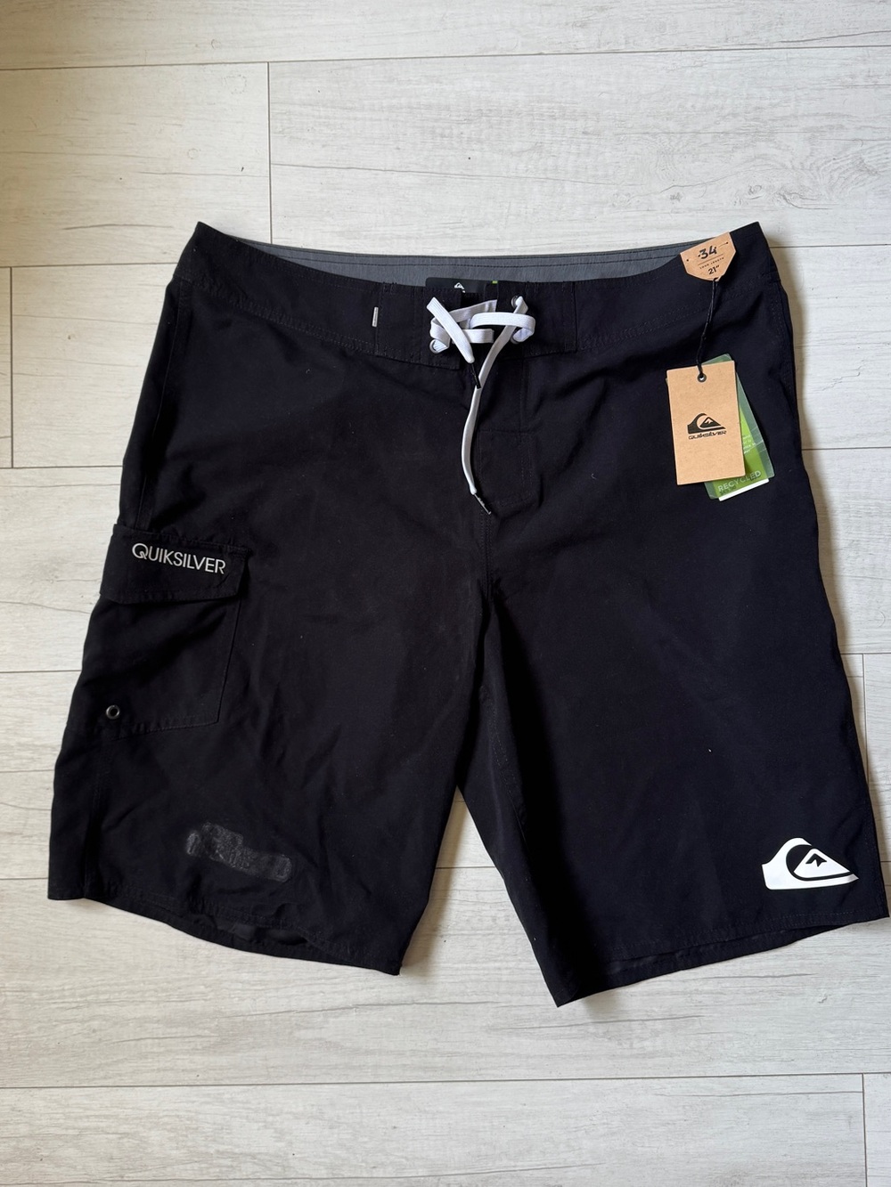 Quiksilver Black Boardshorts with White Drawstring